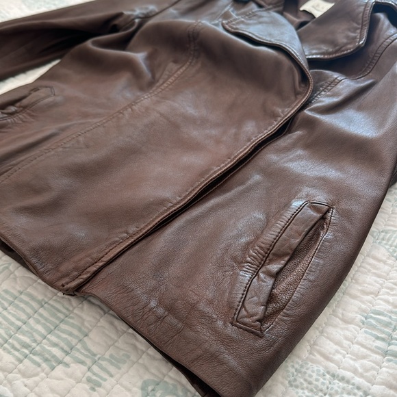Lightly Used Brown Leather Jacket by Hinge - Sz Medium - Picture 2 of 16